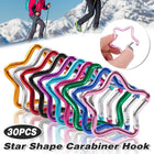 30PCS Colourful Star Carabiner Clips Aluminum Alloy Quick Hook for Bags Keys