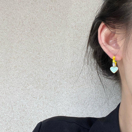 Summer Colourful Beaded Heart Earrings Sweet Fashion Jewellery for Women Girls