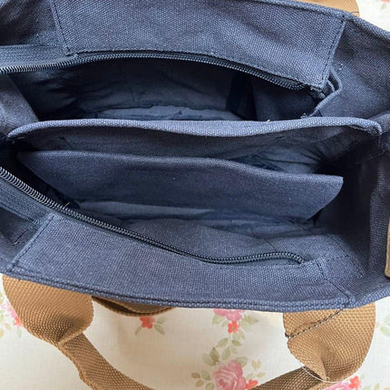 Womens Canvas Handbag Multi-layer Lightweight Crossbody Bag for Work Mommy