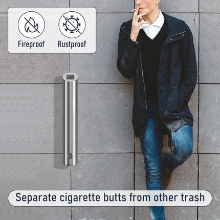 Wall Mounted Ashtray Stainless Steel 1.8L Floor Standing Vertical Trash Bin