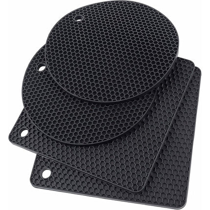 4pcs Silicone Honeycomb Heat Resistant Mats Table Cup Pot Coasters Home Kitchen