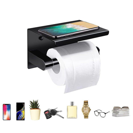 Black Stainless Steel Toilet Paper Holder Bathroom Storage Hooks Washroom