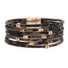 Fashion Magnetic Leather Bohemian Leopard Print Bangle Trendy New Bracelet Gift - Aimall