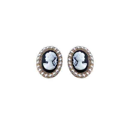 Vintage Black Stud Earrings Women Retro Style Dripping Oil Fashion Jewelry