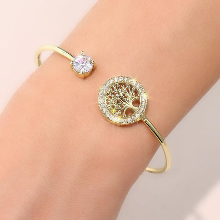 Hollow Tree of Life Bracelet Retro Fashion Jewelry Adjustable Hope Bangle