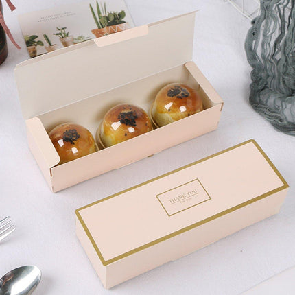 25pcs Long Strip Clamshell Packaging Box 3-Compartment Dessert Storage Box