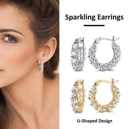 Sparkling U Shaped Earrings Fashion Jewelry Vintage Style Ear Accessories