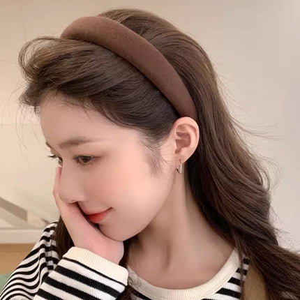 Ladies Headband Padded Hairband Wide Sponge Hair Hoop Solid Colour Accessories - Aimall