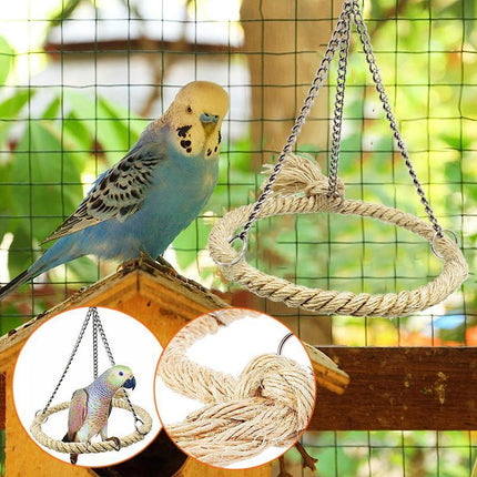 Parrot Rope Ring Swing Toys Budgie Cockatiel Hanging Cage Hammock Perch Bird Toy - Aimall
