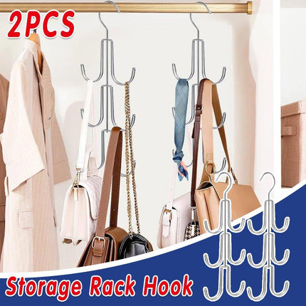 2X Purse Hanger Organizer for Closet Purses 6Storage Capacity Hook Wardrobe Rack