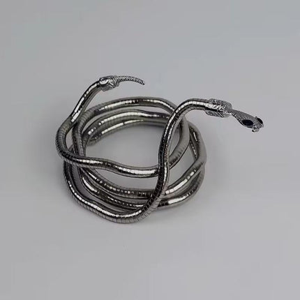 Adjustable Punk Snake Choker Necklace & Flexible Wrap Bracelet Collar Setllar - Aimall