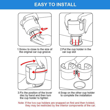 2pcs Car Cup Holder Organiser Dual 2-in-1 Adjustable Drink Holder for Vehicles