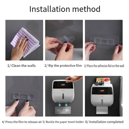 Wall-Mounted Toilet Tissue Paper Roll Holder Storage Box No punching Waterproof
