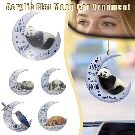 Animal in the Moon Hanging Ornament Car Rear View Mirror Gift Pendant Home - Aimall