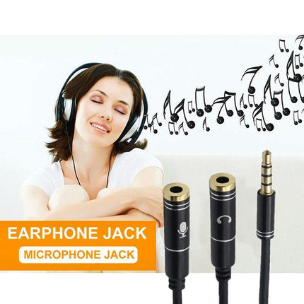 3.5mm AUX Cable Mic Audio Splitter Extension Headphone Adapter Male to Female - Aimall