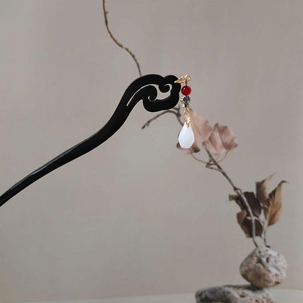 Chinese Style Heart Wishful Wooden Hairpin Hanfu Headdress Accessories