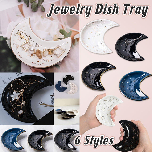 Moon Shaped Decorative Plate Fruit Tray Jewelry Storage Rack Dip Saucer for Home