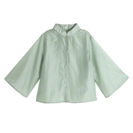 Spring Girls Chinese Embroidery Waistcoat Set Western Style Shirt Two-Piece