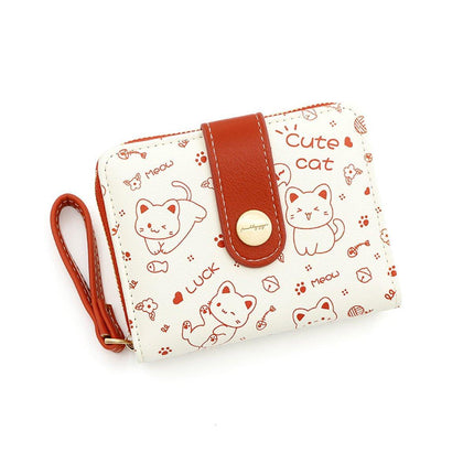 Cute Kitten Wallet Zipper Coin Purse for Girls Women Card Holder Student Style