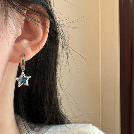 Star Hollow Circle Earrings Elegant Simple Design Fashion Jewelry for Women