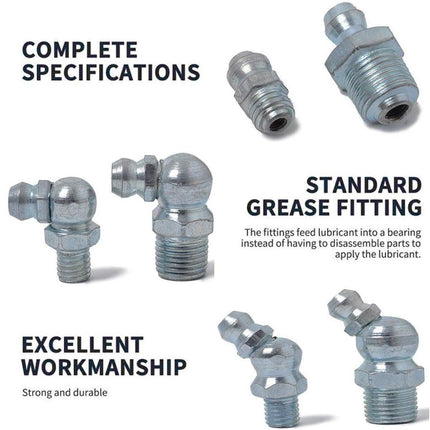 50PCS Hydraulic Grease Zerk Assortment Lube Lubrication Fittings Kit Straight