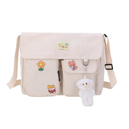Cute Girl Crossbody Canvas Bag Womens Shoulder Bag Messenger Handbag Casual Tote