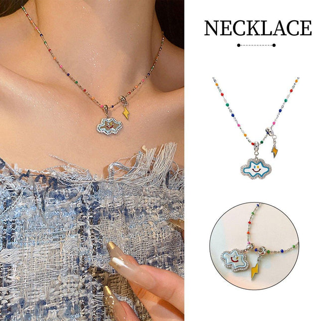 Colourful Smile Cloud Pendant Necklace Fashion Jewellery for Women Girls Gift