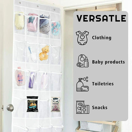 24 Pocket Shoe Organiser Bag Over Door Holder Hanging Shelf Storage Rack Hooks