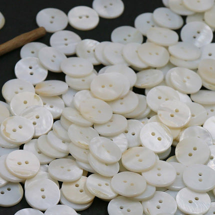 20pcs White Shirt Buttons Round Two Eyes Sewing Craft DIY Clothing Supplies
