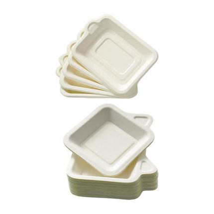 100PCS Degradable Paper Plates Thickened White Rectangular Cake Paper Plate