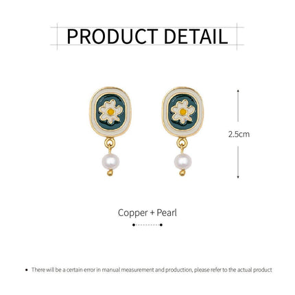 Vintage Rustic Chamomile Stud Earrings Floral Jewelry Women Elegant Accessories