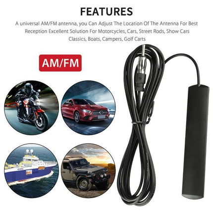 Hidden Antenna Radio Stereo AM FM Stealth for Vehicle Car Truck Black - Aimall