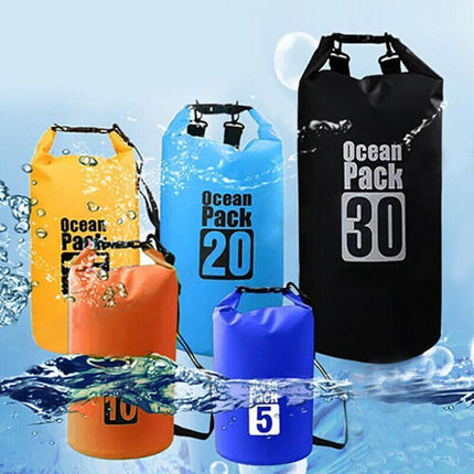 Black Waterproof Bag Dry Sack Fishing Camping Canoeing Outdoor 2/5/10/15/20/30 L - Aimall