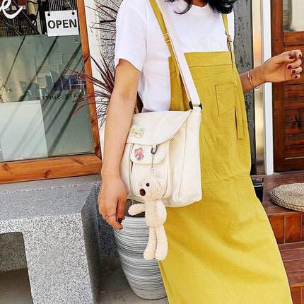 Ladies Small Square Canvas Bag Large Capacity Shoulder Handbag for Everyday Use