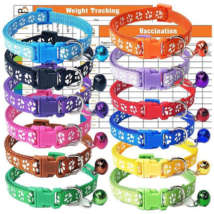 12 PCS Adjustable Whelping ID Collars with Bells - Aimall