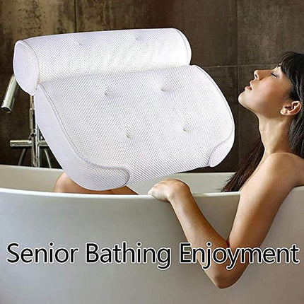 Home 3D Mesh Bath Pillow Back Neck Support Bathtub Spa Hot Tub Suction Cups New - Aimall