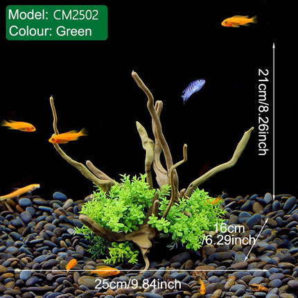 Aquarium Landscaping Decoration Artificial Wood and Plants Fish Tank Ornament