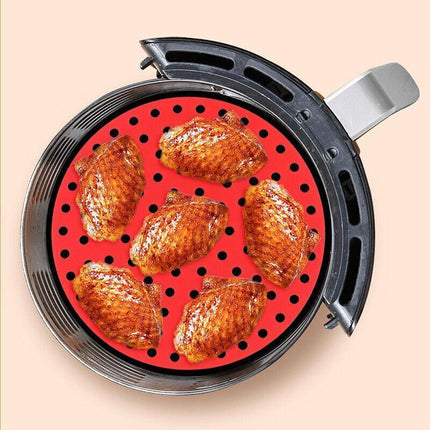 23cm Reusable Air Fryer Liners Non-Stick Silicone Air Fryer Basket Mat Round - Aimall