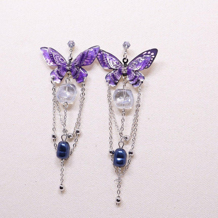 Luxury Crystal Butterfly Bow Earrings Elegant Fashion Niche Exquisite Jewelry