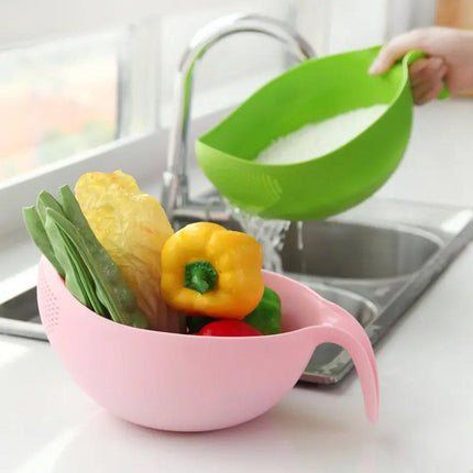 4pcs Multifunctional Plastic Rice Drainage Basket Vegetable Washing Basin Sieve