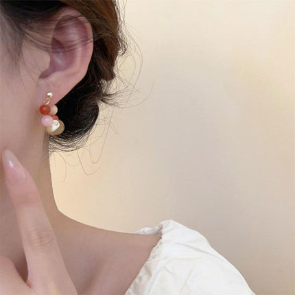 Vintage Coloured Natural Stone Beaded Earrings Boho Jewelry for Women Fashion