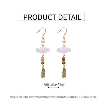 Mother of Pearl Tassel Earrings Auspicious Clouds Fashion Jewellery Women