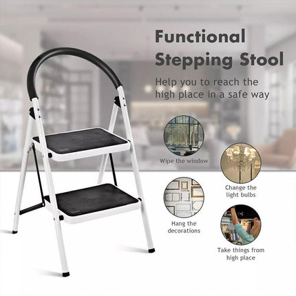 Folding Portable Multi Step Ladder with Handrail Household A Type Iron Ladder