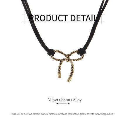 Charming Black Bow Necklace Stylish Jewelry for Women Adjustable Pendant Gift