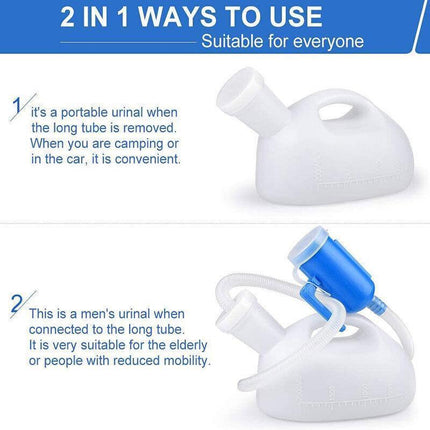 2000ML Portable Male Men Car Urinal Urine Pee Bottle Camping Travel + 1.2M Tube - Aimall