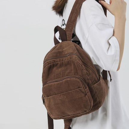 Schoolbag Corduroy Shoulder Bag Simple Mini Backpack for Daily Casual Use