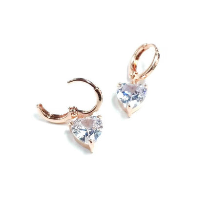 Elegant Crystal Heart Drop Earrings Zircon Rhinestone Wedding Gifts Women - Aimall