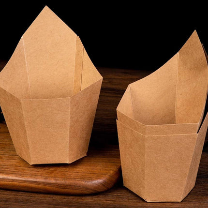 100PCS Golden Croissant Sandwich Holder Kraft Paper Cheese Corn Stick Packaging
