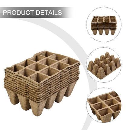 50pcs Disposable 12 Grid Seedling Tray Square Flowerpot Plug Starter Tray