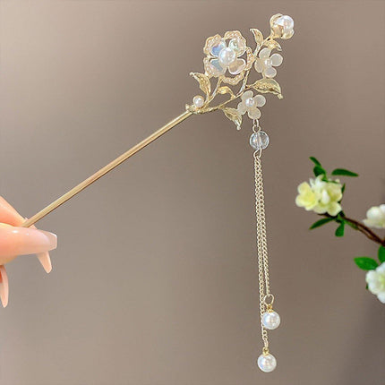 Rose Sprigs Hairpin Hanfu Headdress Vintage Chinese Hair Accessories